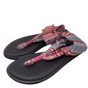 Womens Sanuk Yoga Sling 2 red White Purple Striped Yoga Mat Sandals Size 8